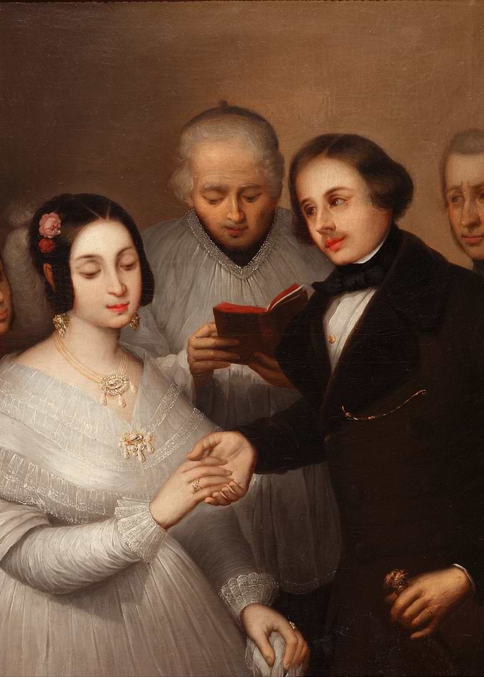 19th Century Wedding Ceremony Painting