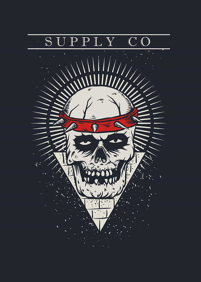 Skull with Spiked Headband Illustration
