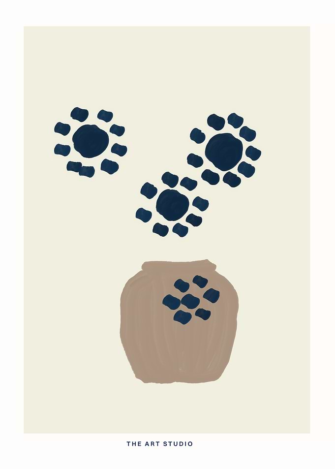 Abstract Floral Art with Vase