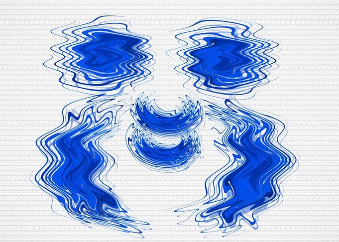 Abstract Blue Water Ripples on White 32Q