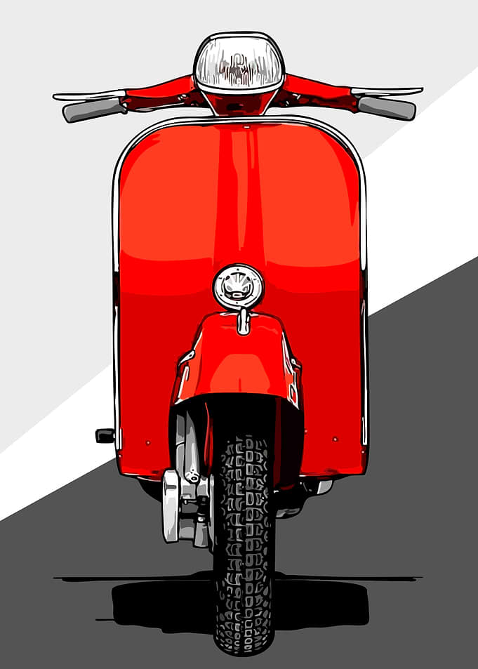 Red Scooter Front View Illustration