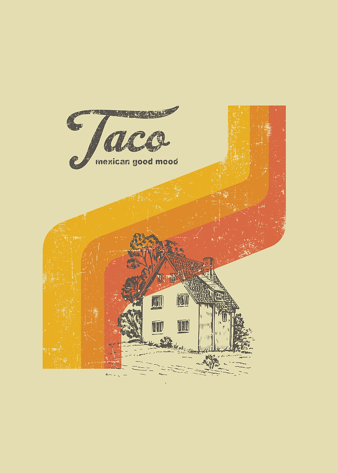Taco Mexican Retro Art