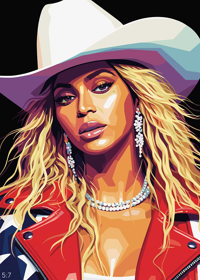 Beyonce in Cowboy Hat Digital Art