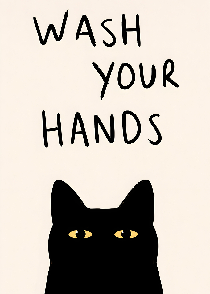 Wash Your Hands Cat Poster