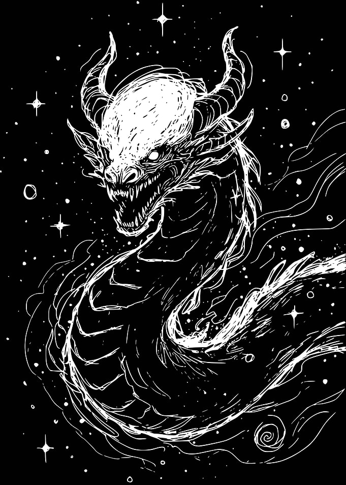 Cosmic Dragon Sketch Scibble Art