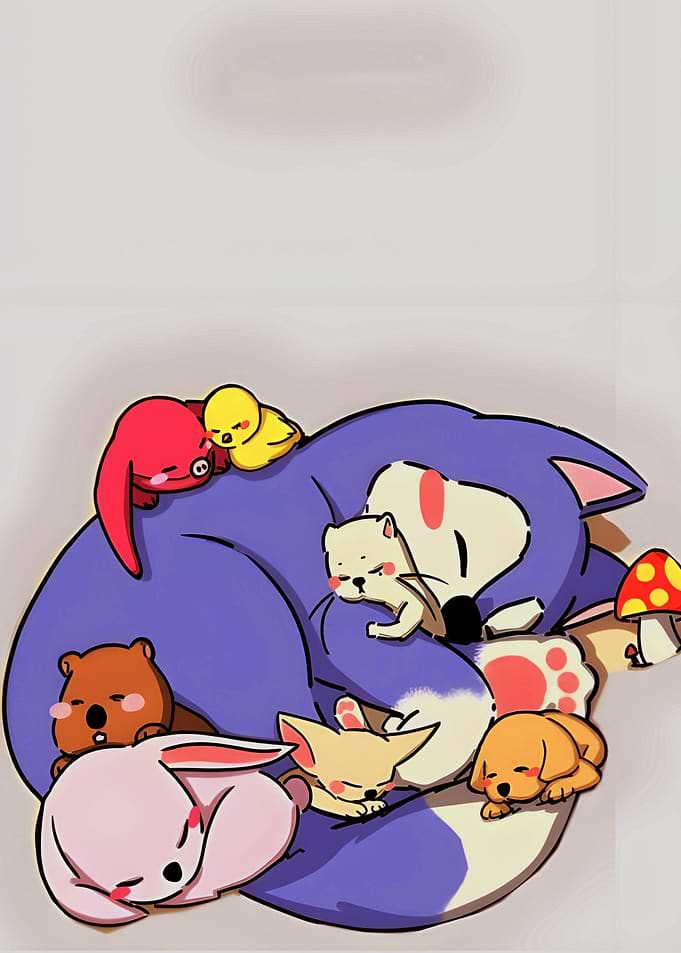 Sleeping Animals Pile Illustration
