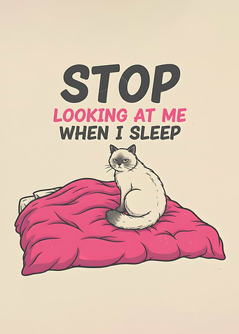 Grumpy Cat on Bed with Text