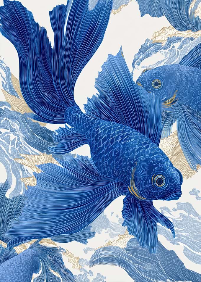 Blue Betta Fish Art