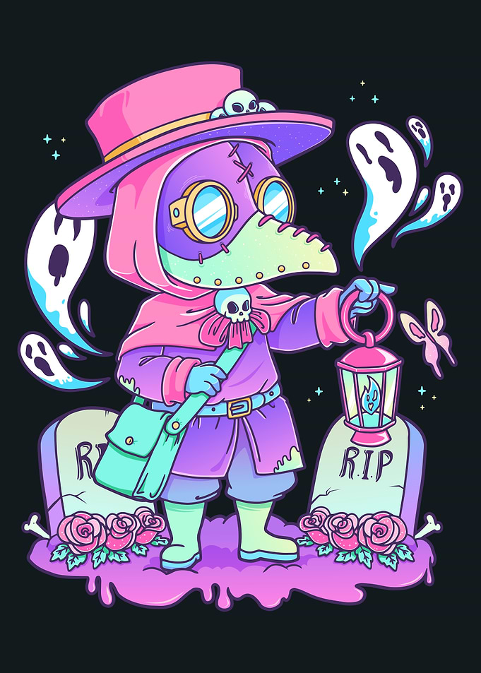 Pastel Plague Doctor with Ghosts