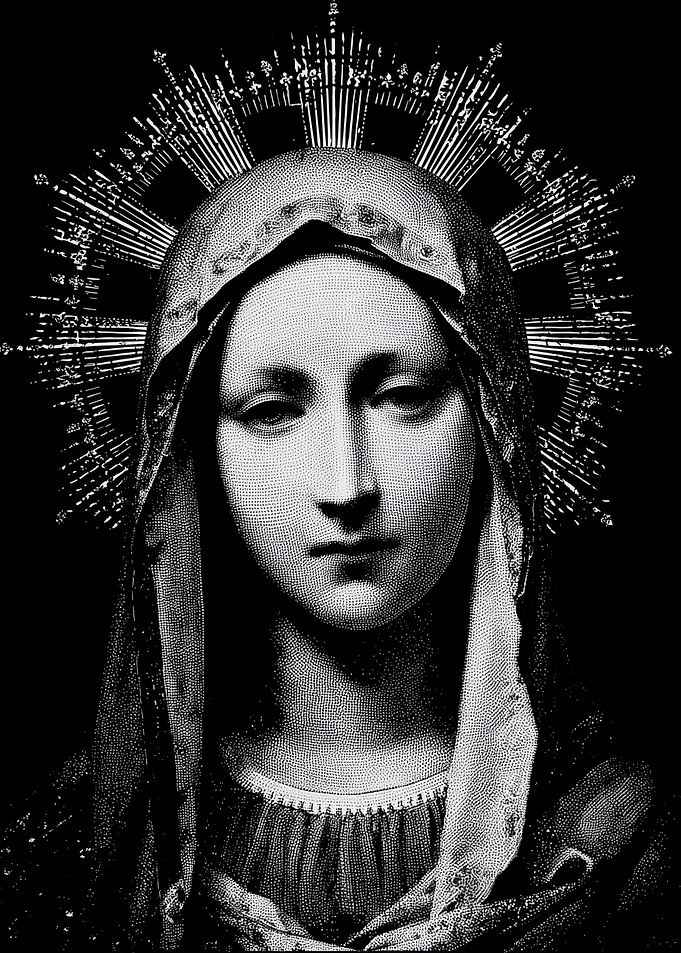 Monochrome Portrait of a Woman with Halo