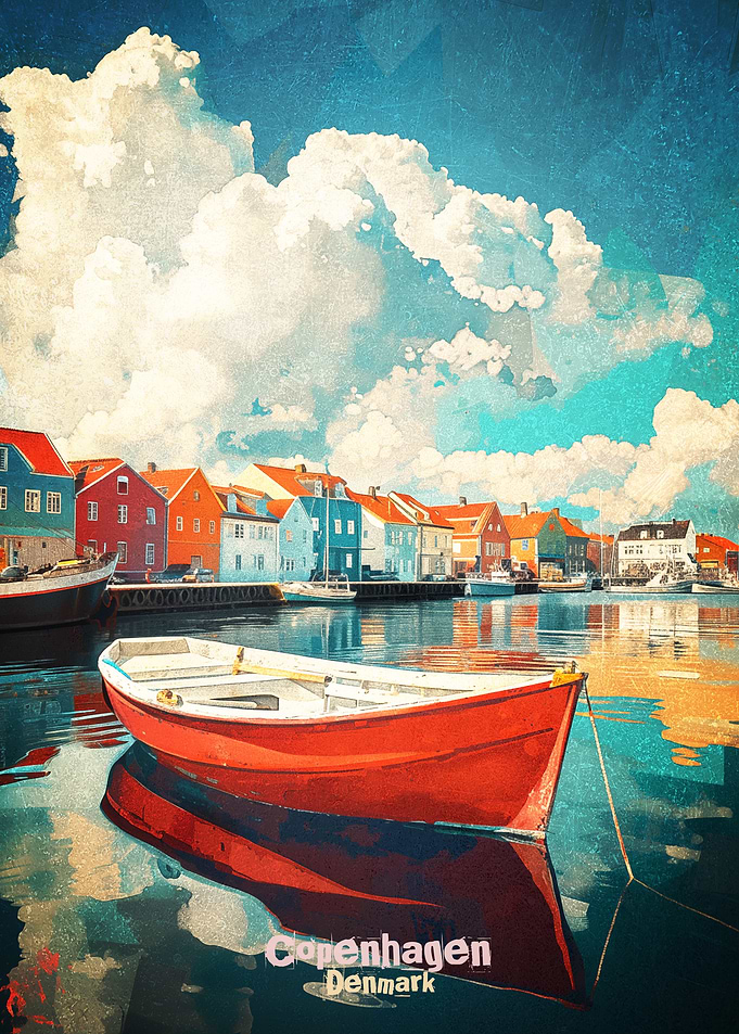 Copenhagen Denmark Colorful Art Poster