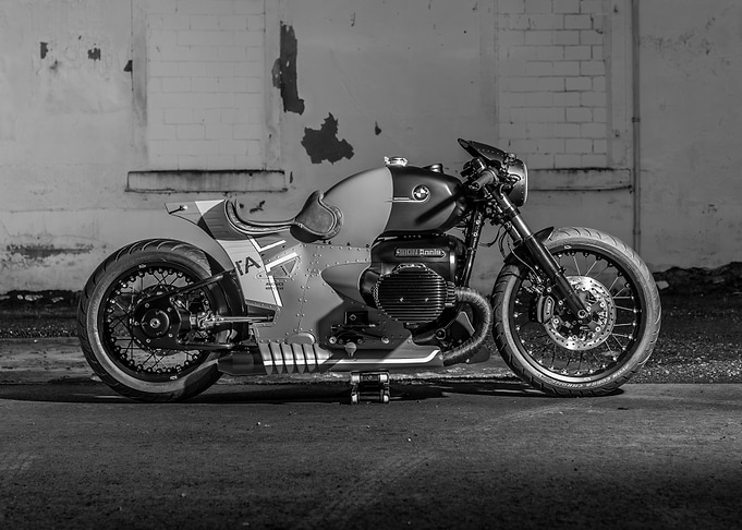 Custom BMW Motorcycle in Black and White