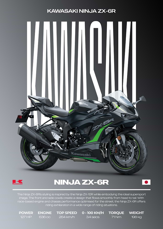 Kawasaki Ninja ZX-6R Motorcycle Poster