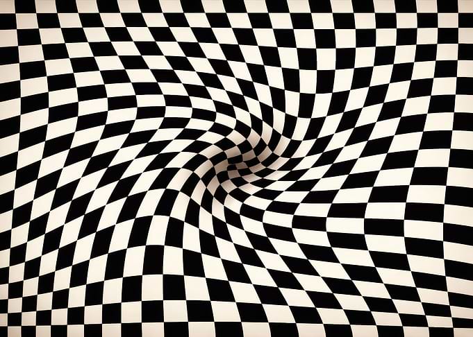 Swirling Black and White Checkerboard Pattern
