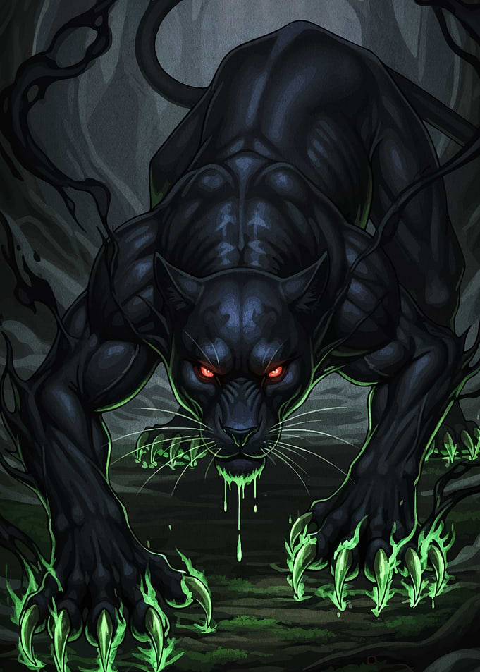 Menacing Black Panther with Glowing Claws