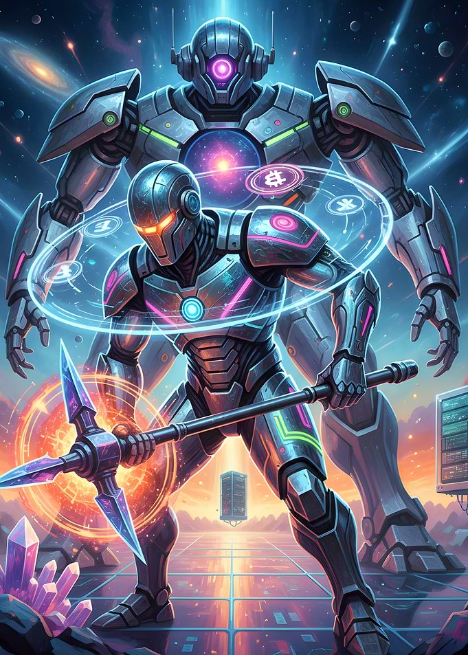 Futuristic Robot Miners in Space