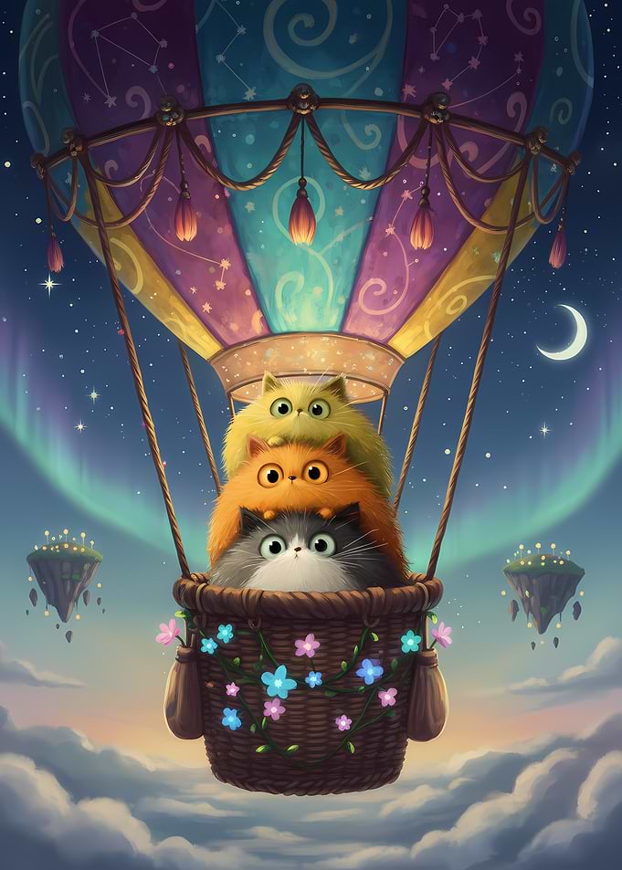 Cats in a Hot Air Balloon