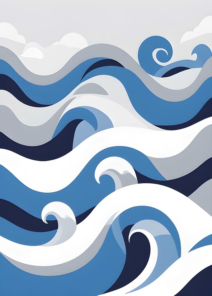 Stylized Ocean Waves Illustration
