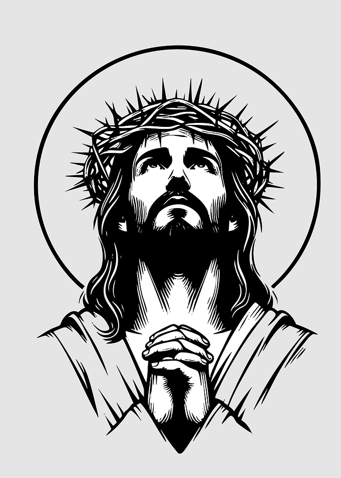 Jesus Christ Portrait with Crown of Thorns