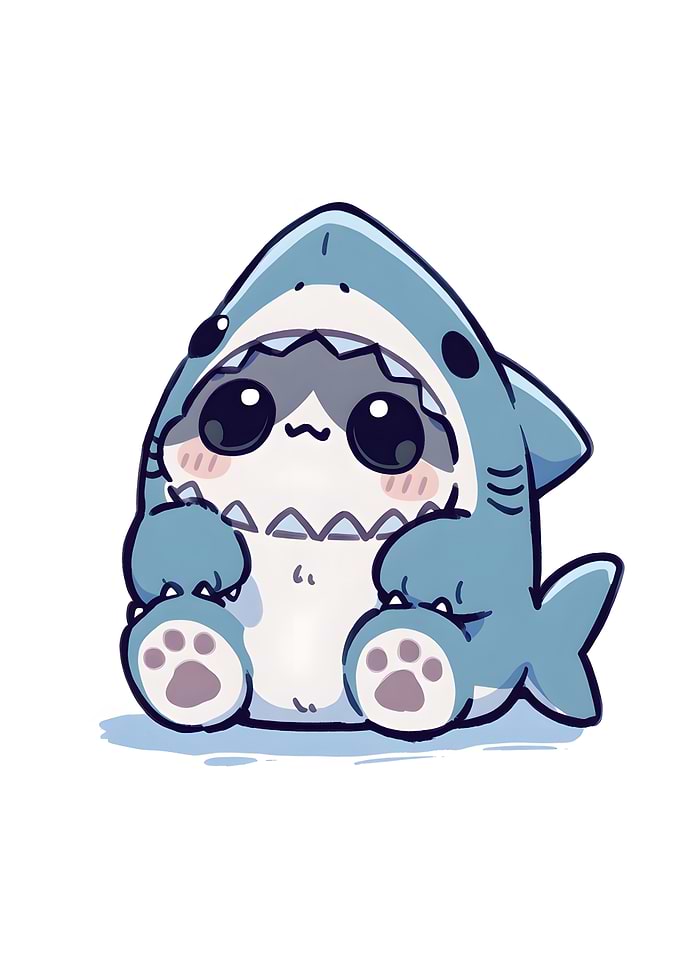 Cute Cat Shark Costume Illustration