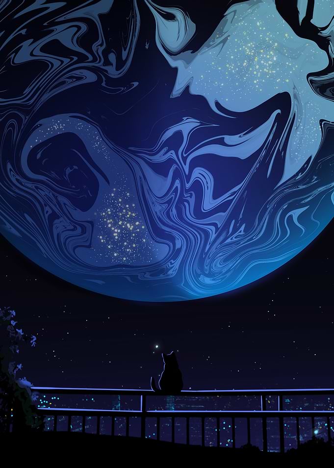 Cat Gazing at a Distant Planet