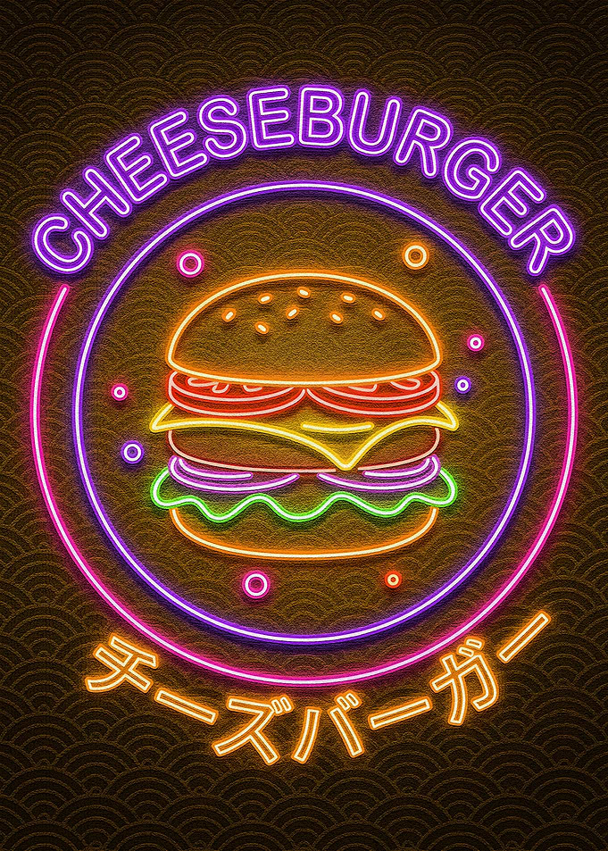 Neon Cheeseburger Sign