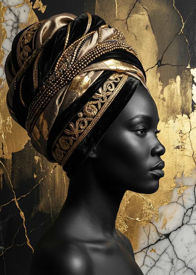 Elegant Woman with Golden Turban Portrait