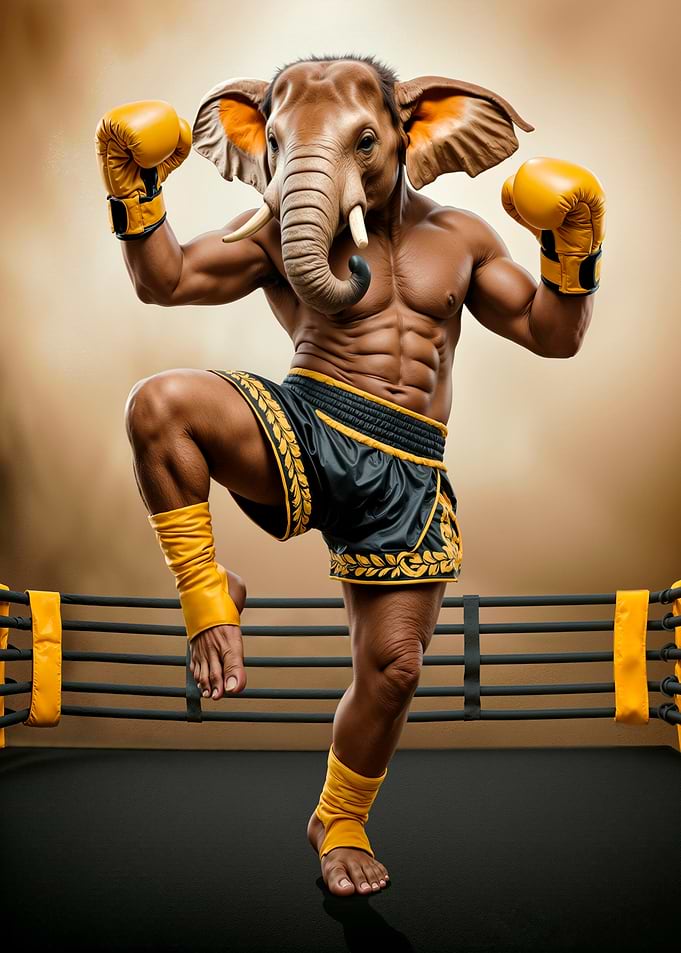 Elephant-headed Muay Thai Boxer
