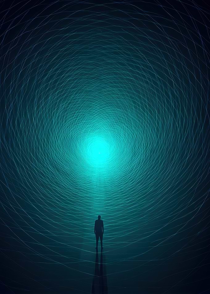 Abstract Figure in Tunnel of Light