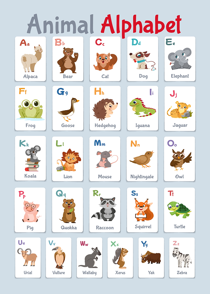 Animal Alphabet Educational Chart