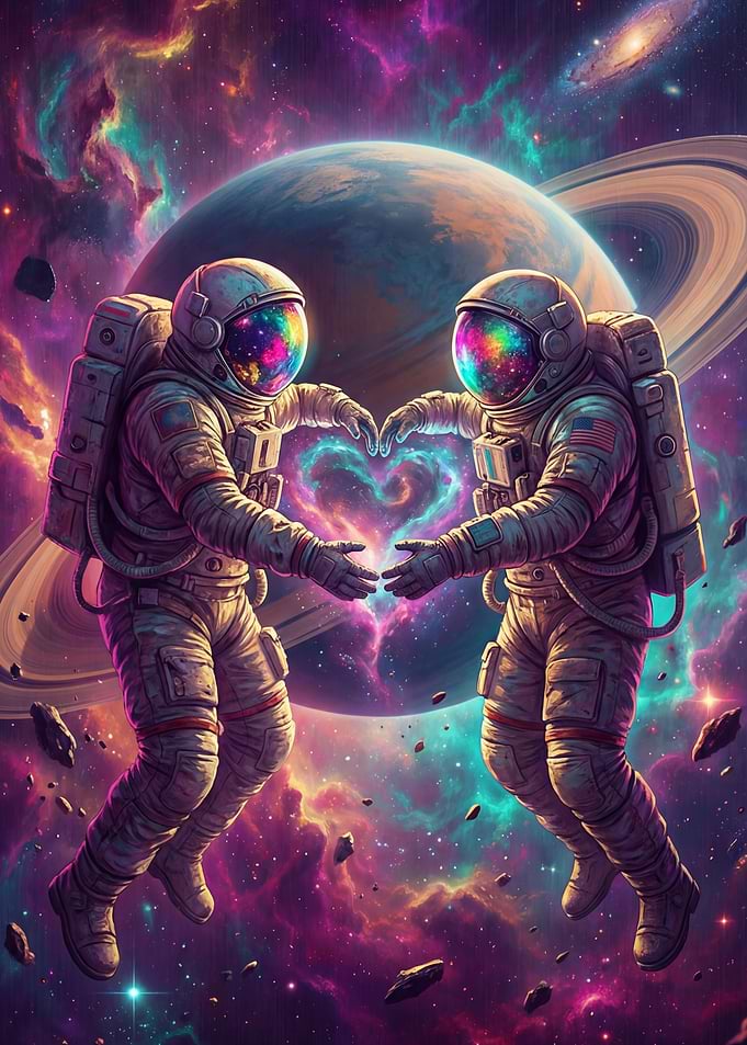 Astronauts in Space Forming Heart