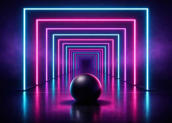 Neon Tunnel with Sphere