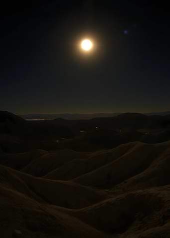 Moonlit Night Over Rolling Hills