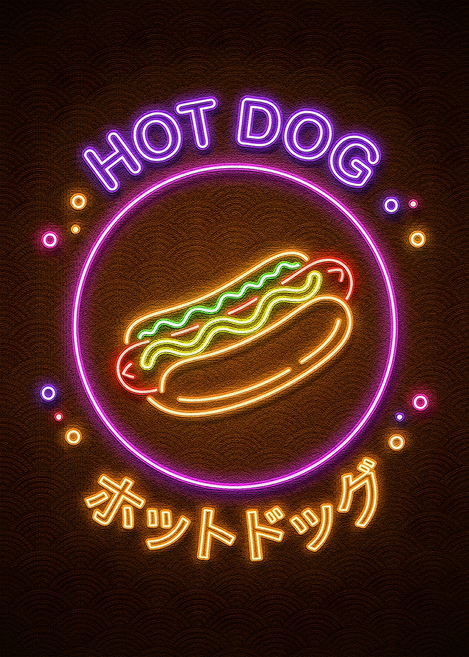 Neon Hot Dog Sign