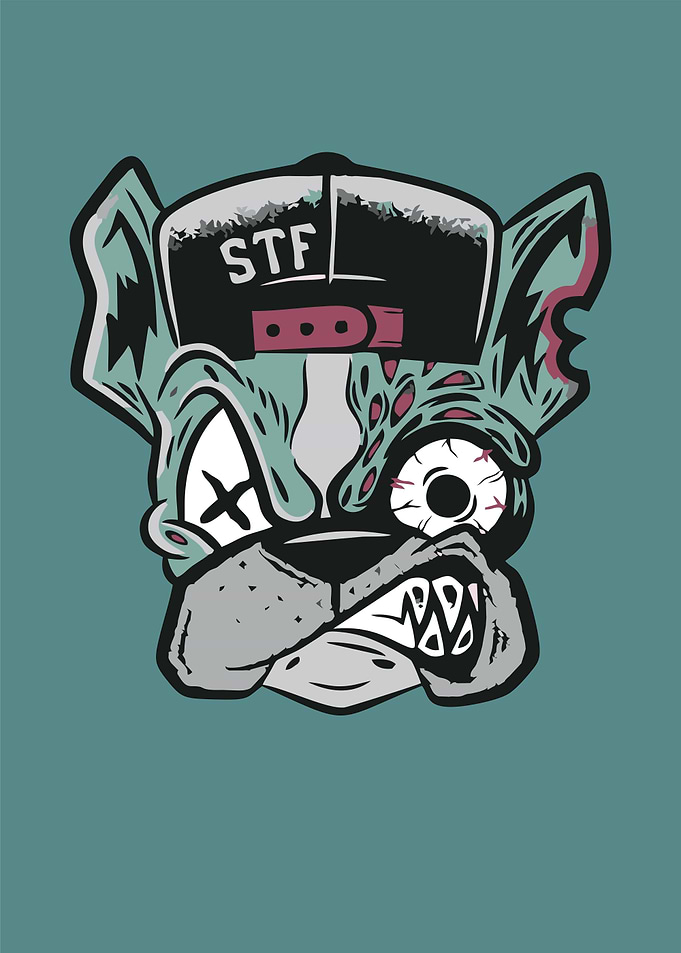 Cartoon Zombie Dog with Hat