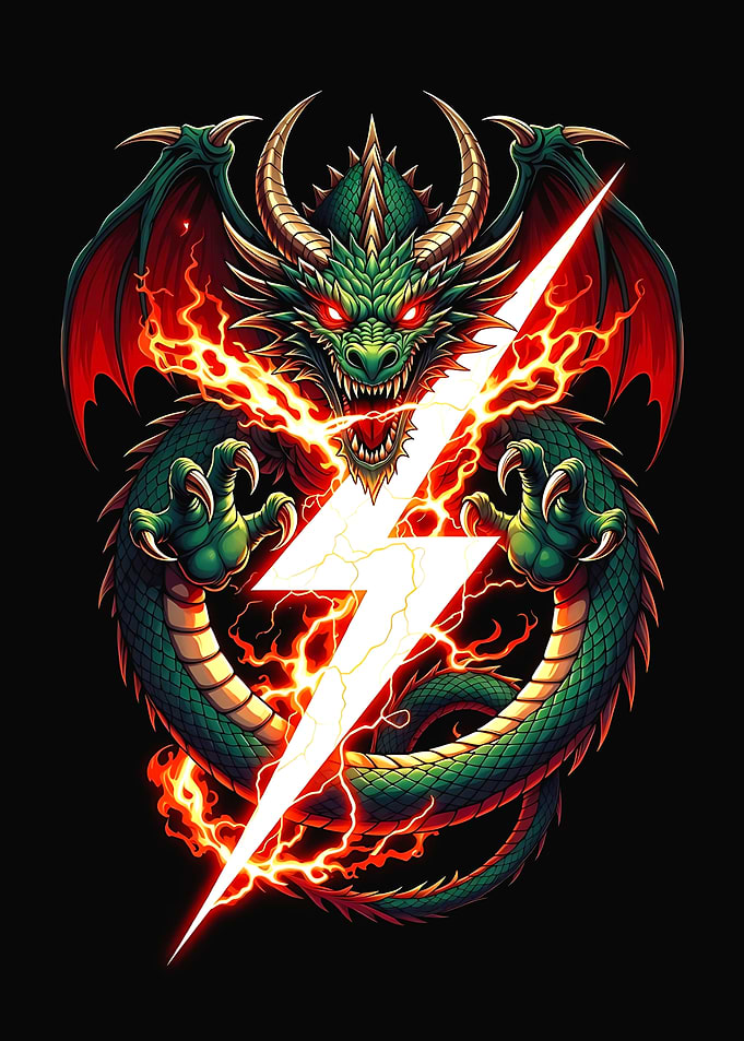 Dragon with Lightning Bolt