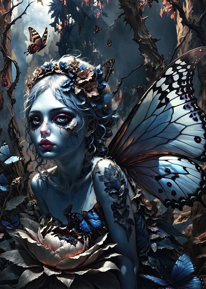 Blue Butterfly Fairy of the Dark Forest