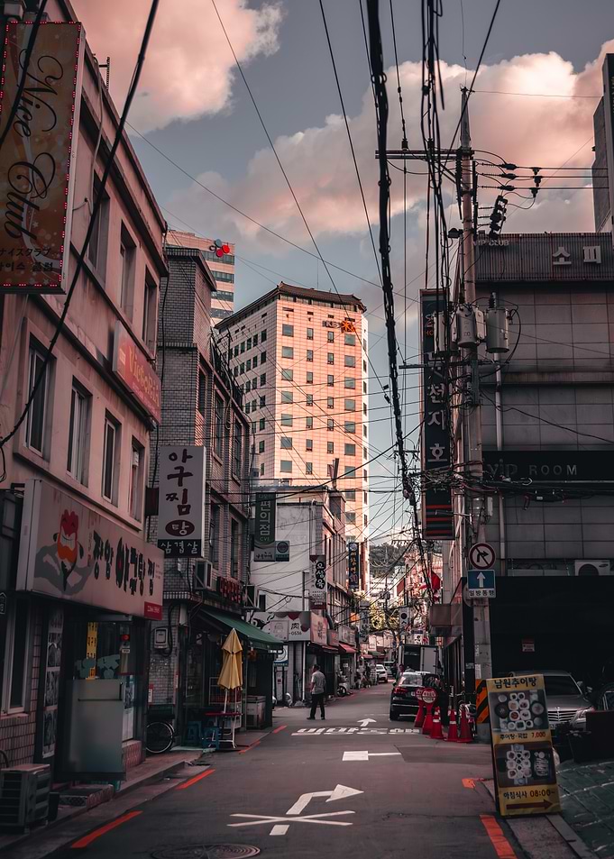 Seoul Street Scene with Buildings