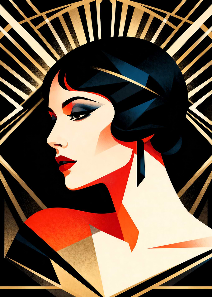 Elegant Art Deco Woman Portrait
