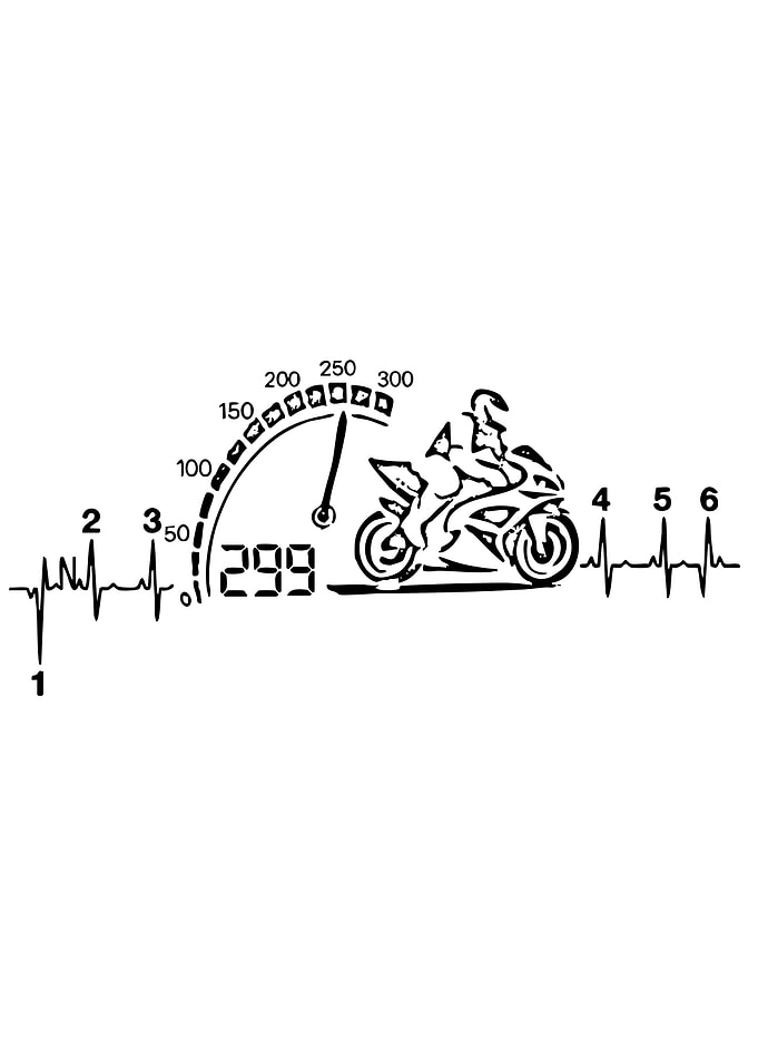 Motorcycle Speedometer Heartbeat Graphic