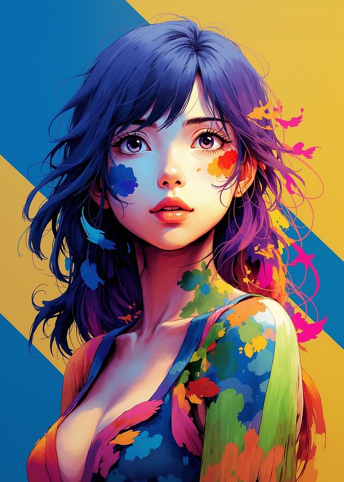 Colorful Anime Girl Portrait