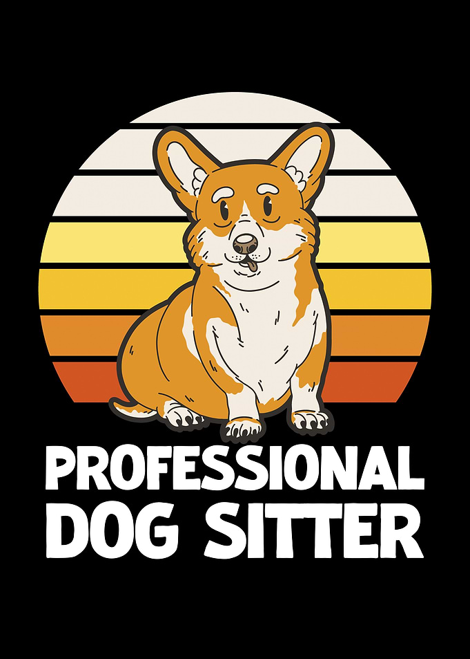 Professional Dog Sitter Corgi Illustration