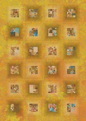 Abstract Squares on Textured Golden Background