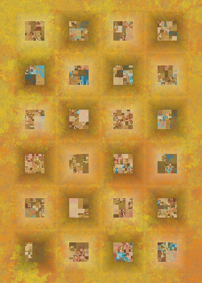 Abstract Squares on Textured Golden Background