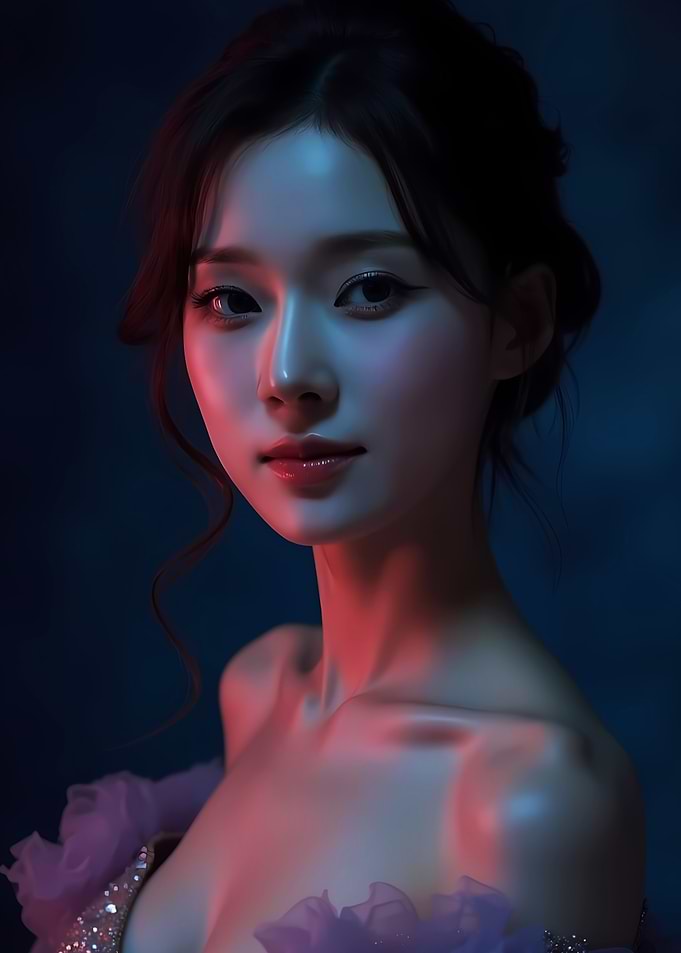 Portrait of a woman in blue light
