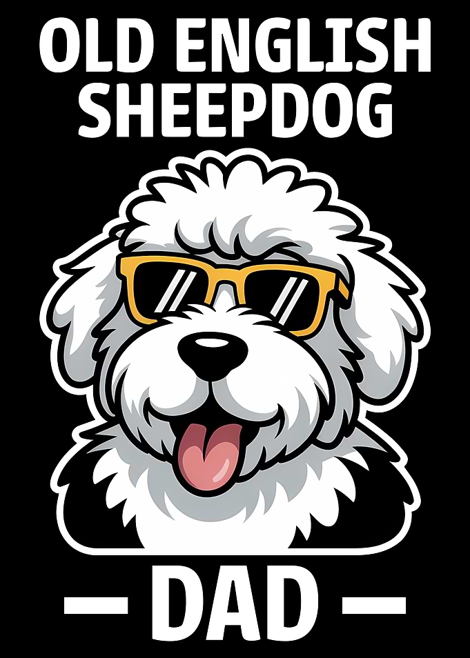 Old English Sheepdog Dad Cartoon