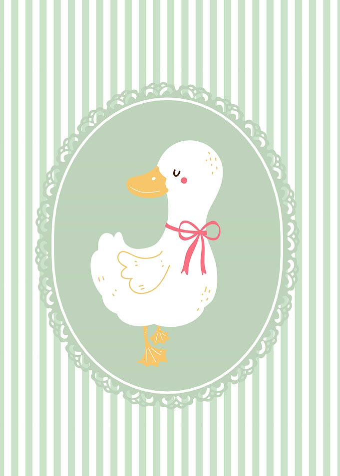 Cute Duckling with Pink Bow Illustration