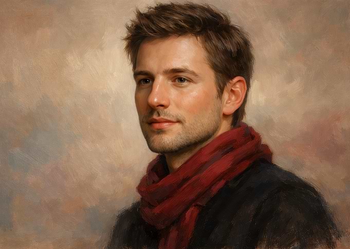 Portrait of a man with scarf