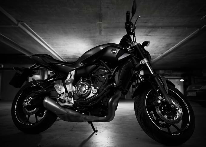 Yamaha MT-07 Motorcycle in Black and White