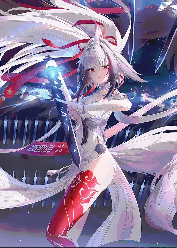 Anime Girl with Sword and Fox Tails